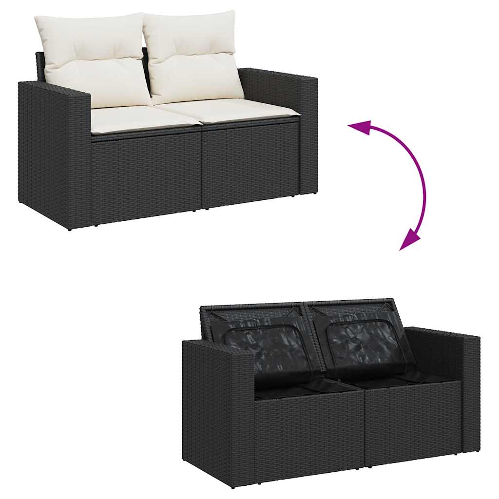 Set Divani da Giardino con Cuscini 7pz Nero Polyrattan | homemem39