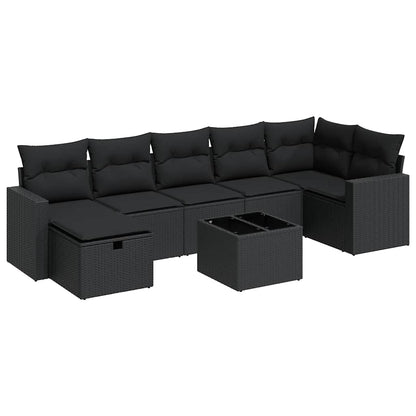 Set Divani da Giardino con Cuscini 8 pz Nero in Polyrattan | homemem39