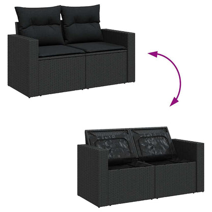 Set Divani da Giardino con Cuscini 8 pz Nero in Polyrattan | homemem39