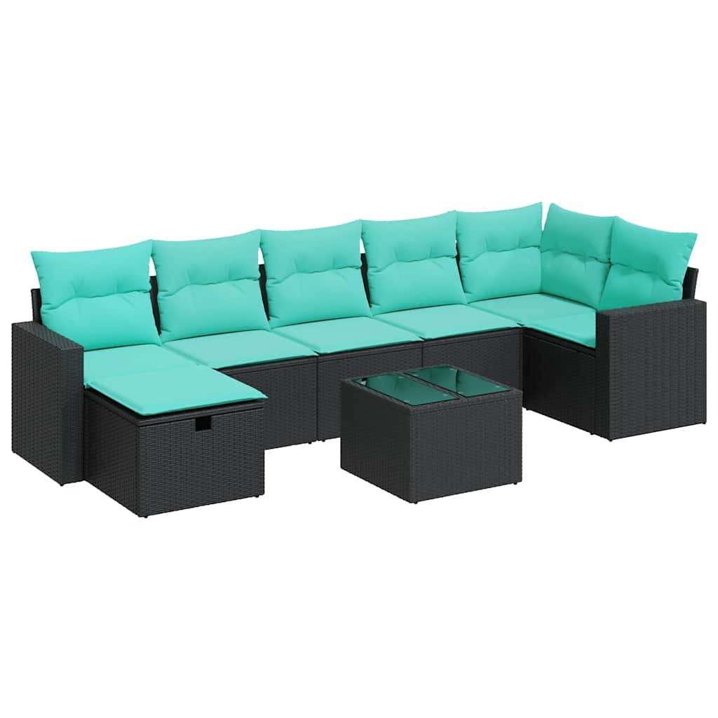 Set Divani da Giardino con Cuscini 8 pz Nero in Polyrattan | homemem39