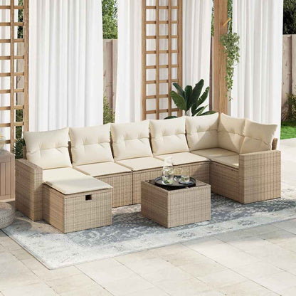 Set Divano da Giardino 8 pz con Cuscini Beige in Polyrattan | homemem39