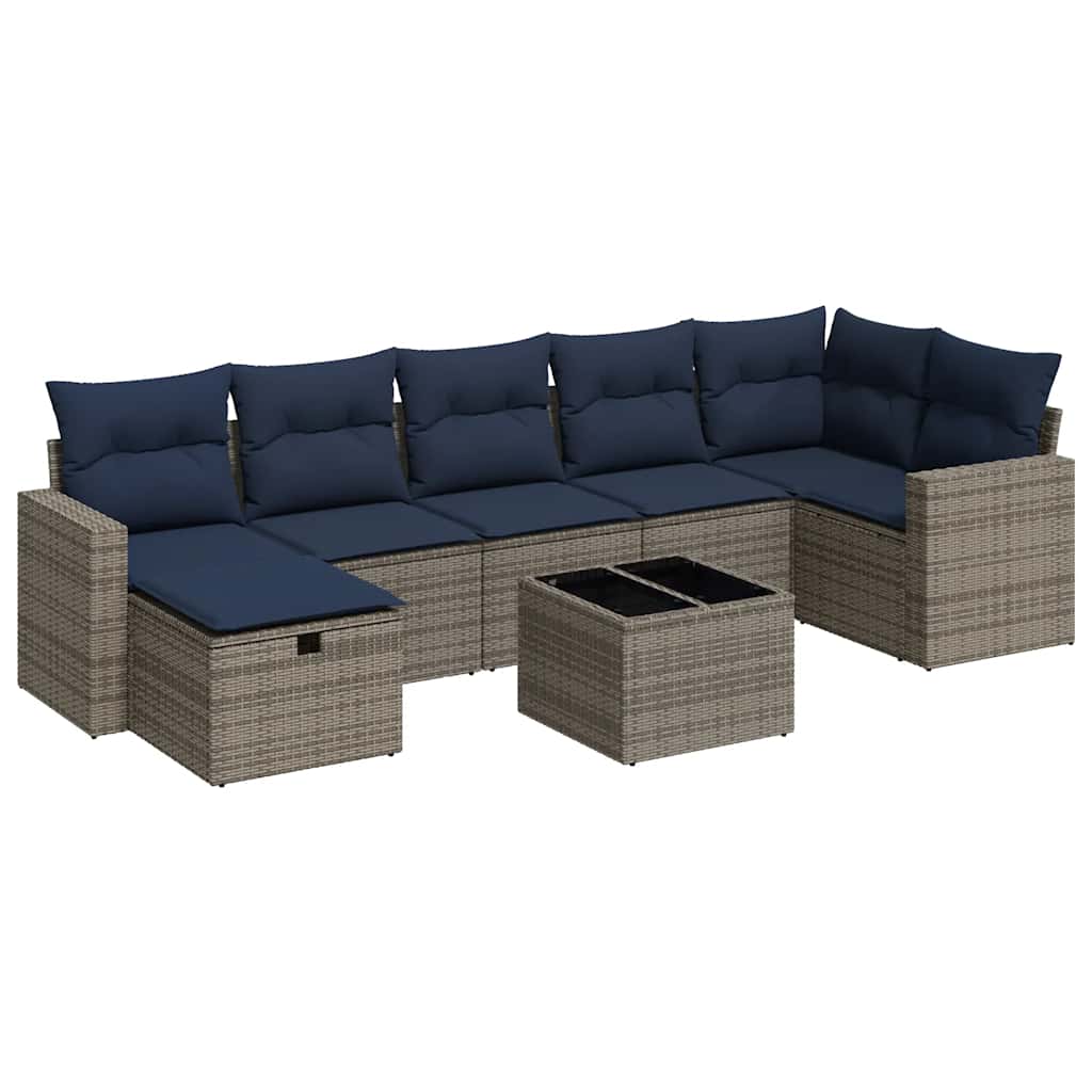 Set Divano da Giardino 8 pz con Cuscini Grigio in Polyrattan | homemem39