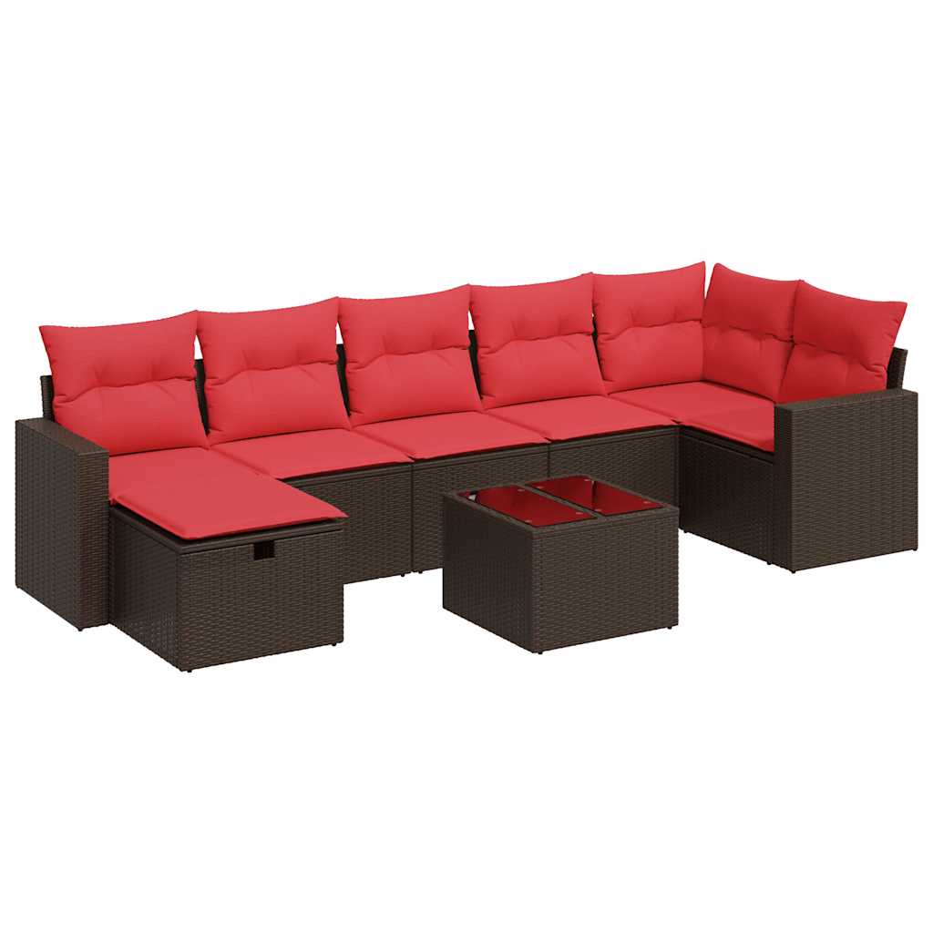 Set Divani da Giardino 8 pz con Cuscini Marrone in Polyrattan | homemem39