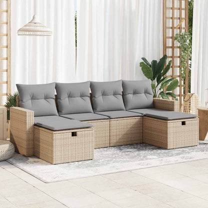 Set Divano da Giardino 6 pz con Cuscini Beige in Polyrattan - homemem39
