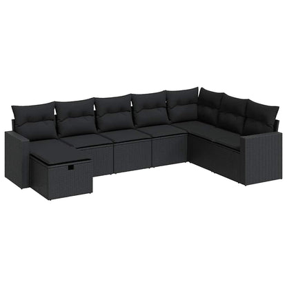 Set Divani da Giardino con Cuscini 8 pz Nero in Polyrattan | homemem39