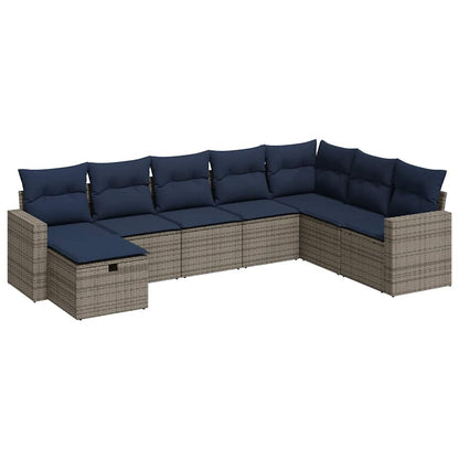 Set Divano da Giardino 8 pz con Cuscini Grigio in Polyrattan | homemem39