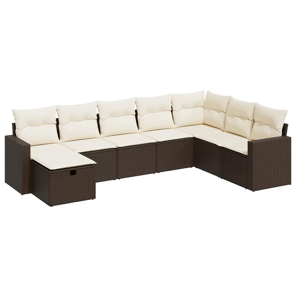 Set Divani da Giardino 8 pz con Cuscini Marrone in Polyrattan - homemem39