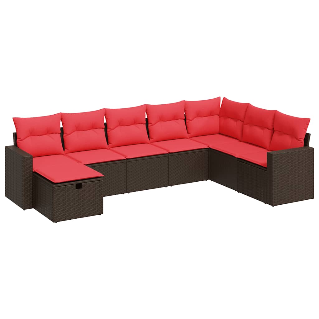 Set Divani da Giardino 8 pz con Cuscini Marrone in Polyrattan | homemem39