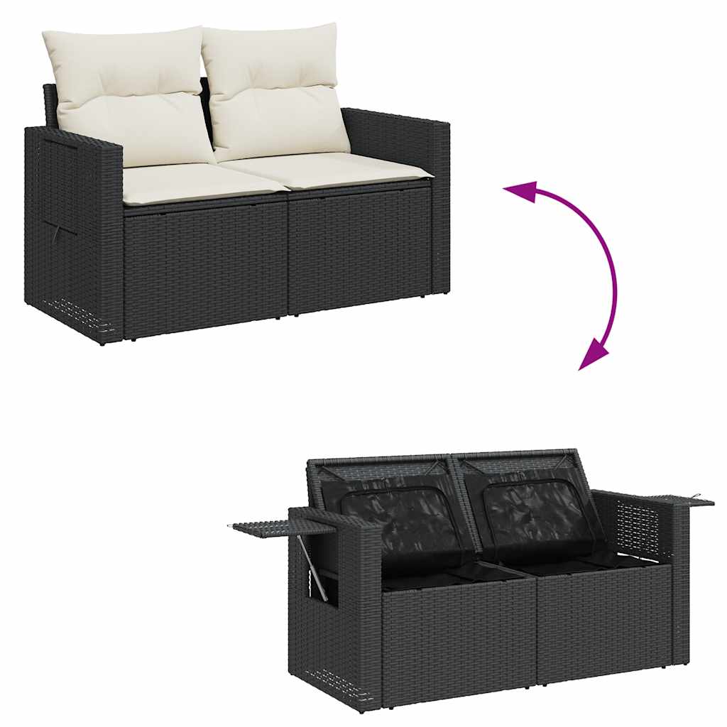 Set Divani da Giardino 4 pz con Cuscini Nero in Polyrattan - homemem39
