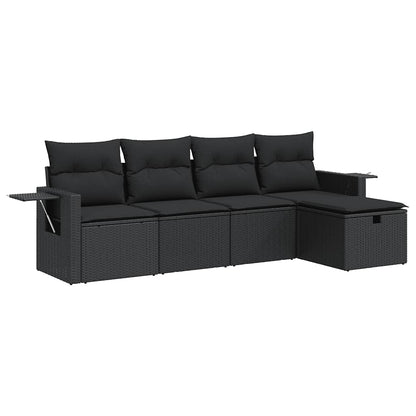 Set Divani da Giardino 5 pz con Cuscini in Polyrattan Nero | homemem39