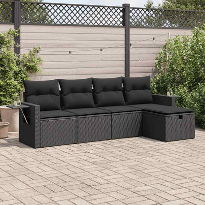 Set Divani da Giardino 5 pz con Cuscini in Polyrattan Nero | homemem39