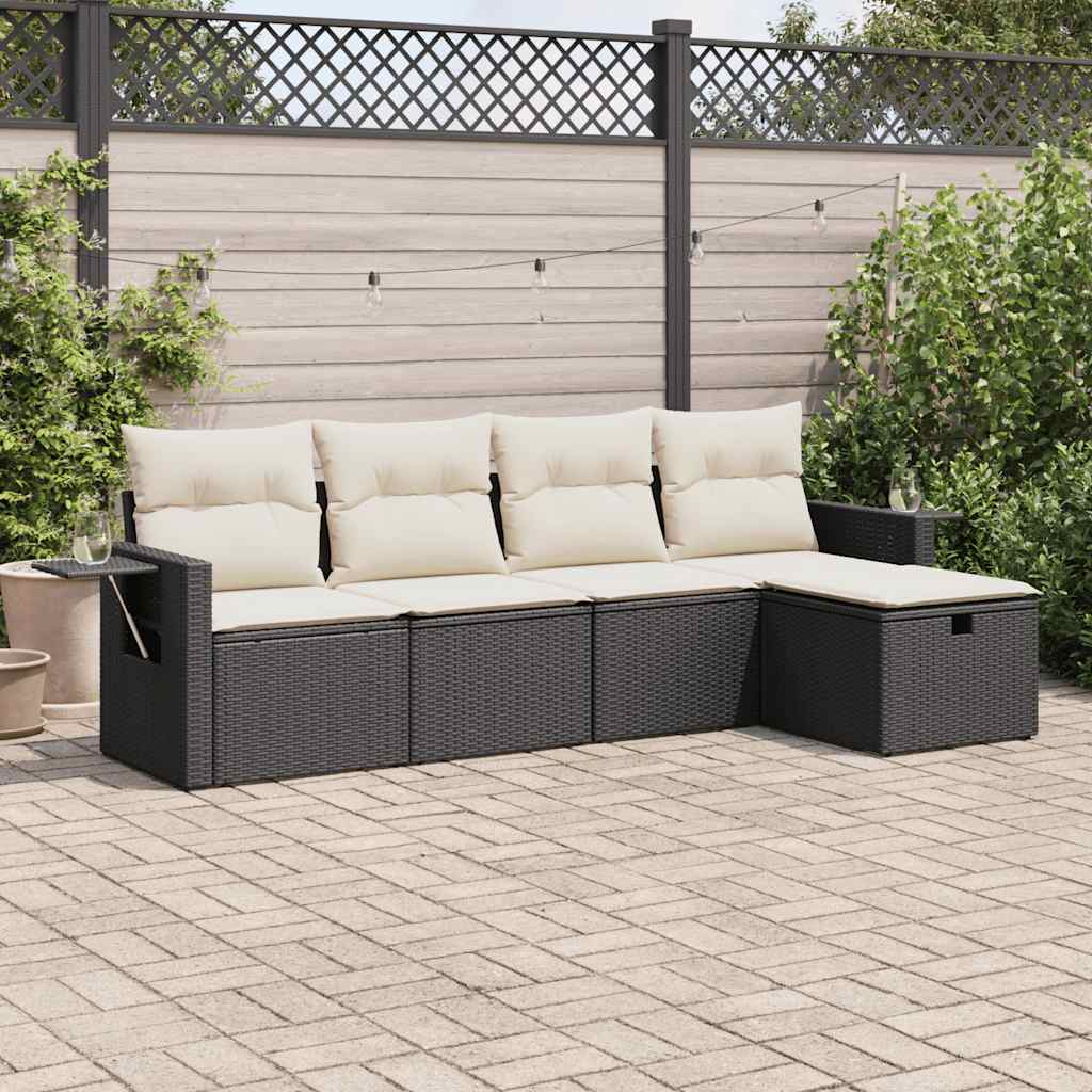 Set Divani da Giardino 5 pz con Cuscini in Polyrattan Nero - homemem39