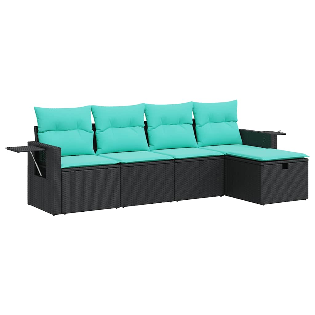 Set Divani da Giardino 5 pz con Cuscini in Polyrattan Nero | homemem39