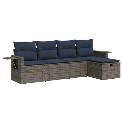 Set Divano da Giardino 5 pz con Cuscini Grigio in Polyrattan | homemem39