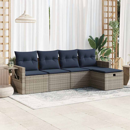 Set Divano da Giardino 5 pz con Cuscini Grigio in Polyrattan | homemem39