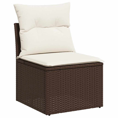 Set Divano da Giardino 5 pz con Cuscini Marrone in Polyrattan - homemem39