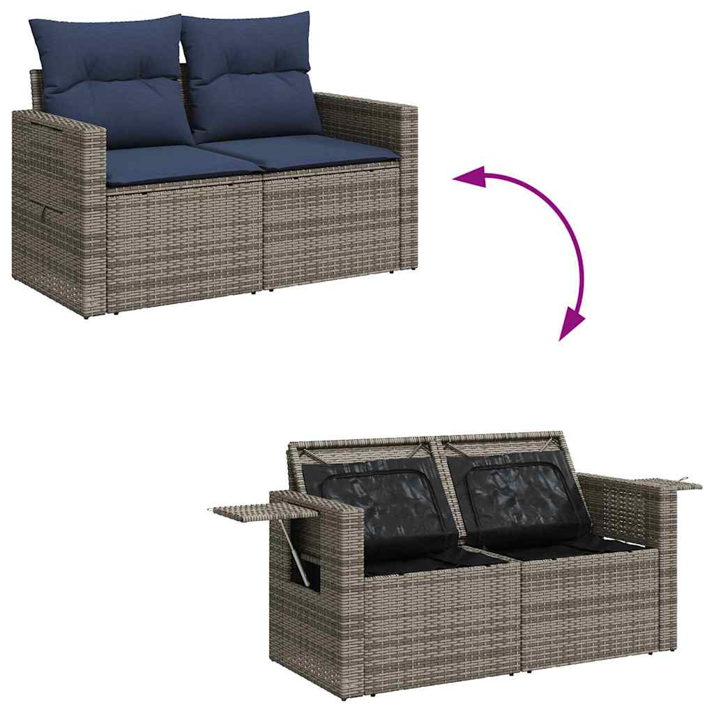 Set Divano da Giardino 6 pz con Cuscini Grigio in Polyrattan | homemem39