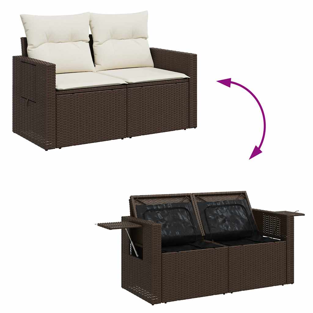 Set Divano da Giardino 6 pz con Cuscini Marrone in Polyrattan - homemem39