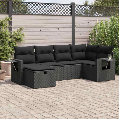 Set Divano da Giardino 6 pz con Cuscini Nero in Polyrattan | homemem39