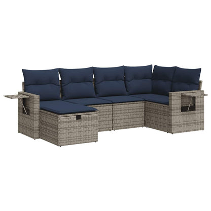 Set Divano da Giardino 6 pz con Cuscini Grigio in Polyrattan | homemem39