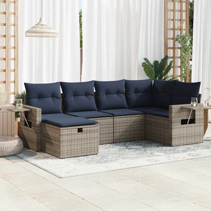 Set Divano da Giardino 6 pz con Cuscini Grigio in Polyrattan | homemem39