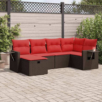 Set Divano da Giardino 6 pz con Cuscini Marrone in Polyrattan - homemem39