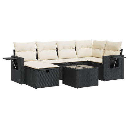 Set Divani da Giardino con Cuscini 7pz Nero Polyrattan - homemem39