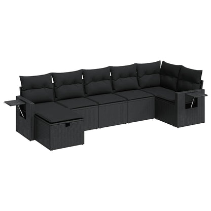 Set Divani da Giardino con Cuscini 7pz Nero Polyrattan | homemem39