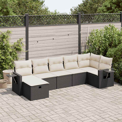 Set Divani da Giardino con Cuscini 7pz Nero Polyrattan - homemem39