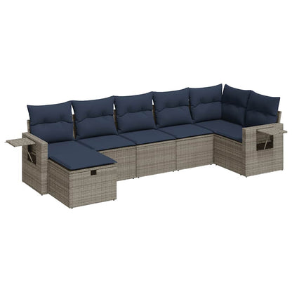 Set Divani da Giardino 7 pz con Cuscini Grigio in Polyrattan | homemem39