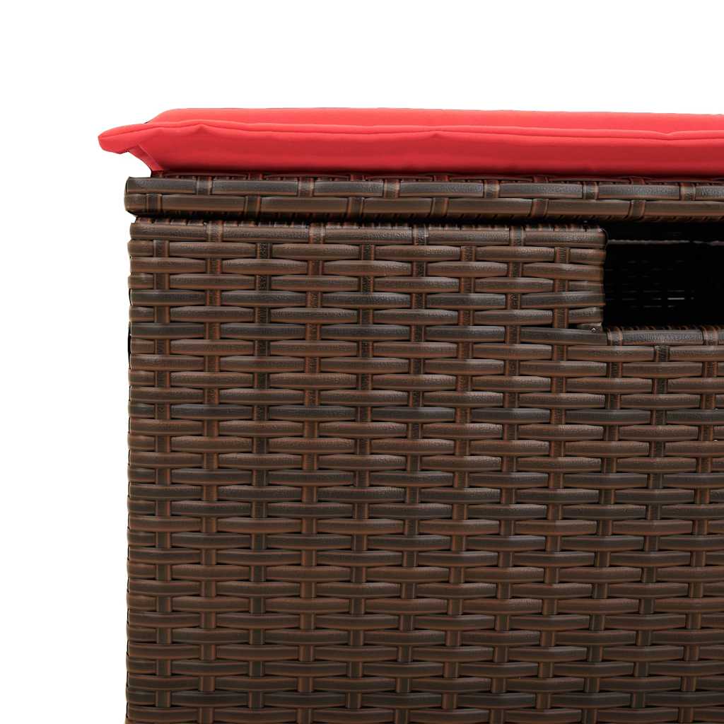 Set Divani da Giardino 7 pz con Cuscini Marrone in Polyrattan