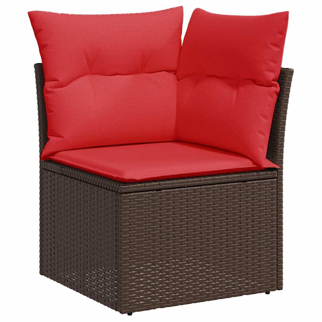 Set Divani da Giardino 7 pz con Cuscini Marrone in Polyrattan