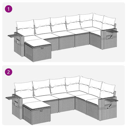 Set Divani da Giardino 7 pz con Cuscini Marrone in Polyrattan | homemem39