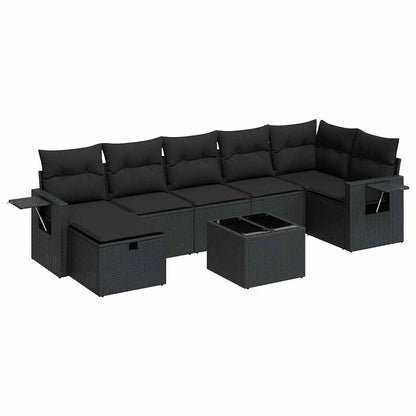 Set Divani da Giardino con Cuscini 8 pz Nero in Polyrattan | homemem39