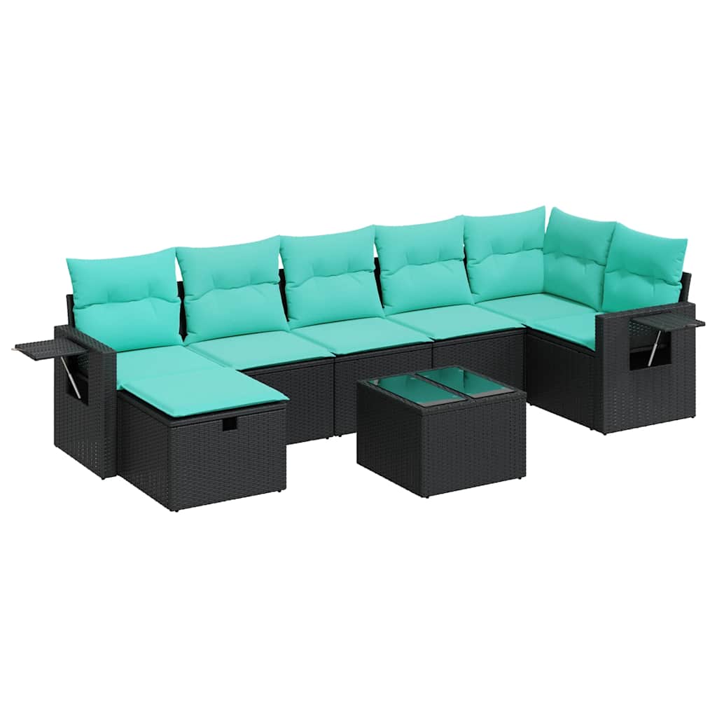 Set Divani da Giardino con Cuscini 8 pz Nero in Polyrattan | homemem39