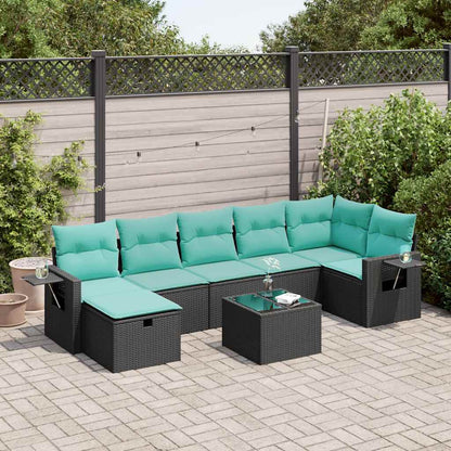 Set Divani da Giardino con Cuscini 8 pz Nero in Polyrattan