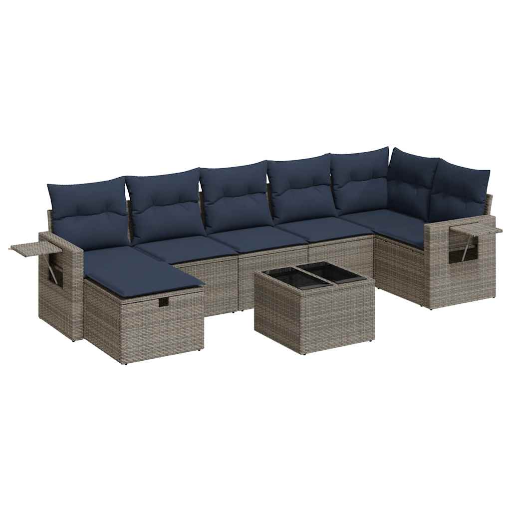 Set Divano da Giardino 8 pz con Cuscini Grigio in Polyrattan | homemem39