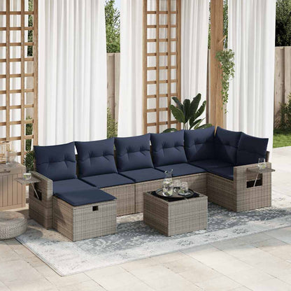 Set Divano da Giardino 8 pz con Cuscini Grigio in Polyrattan | homemem39