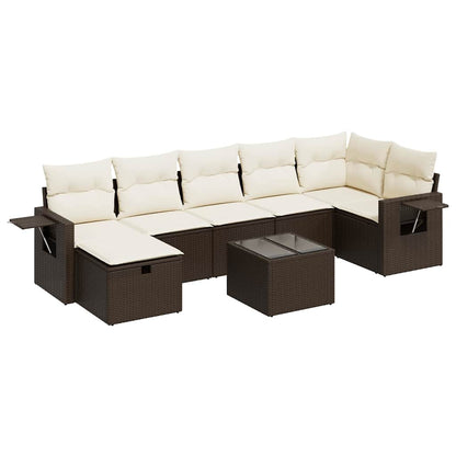 Set Divani da Giardino 8 pz con Cuscini Marrone in Polyrattan - homemem39