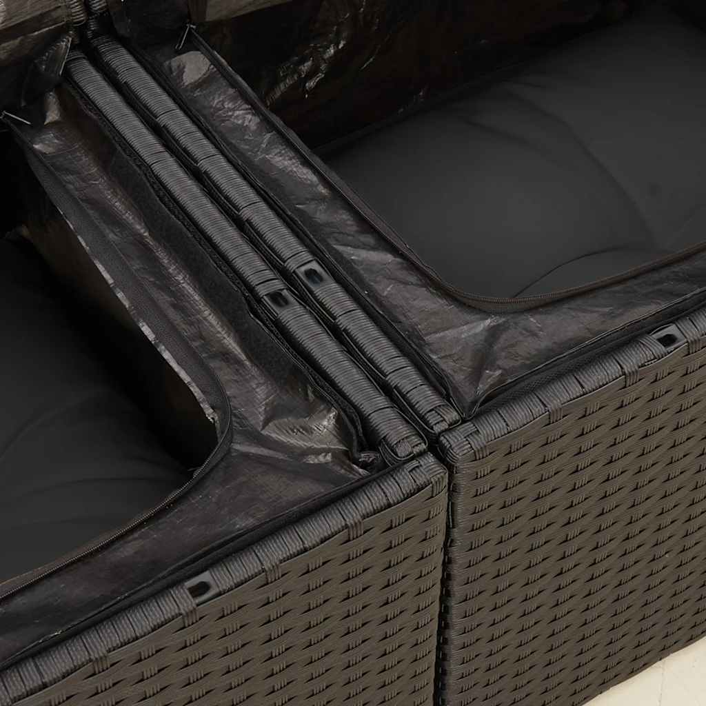 Set Divano da Giardino 6 pz con Cuscini Nero in Polyrattan | homemem39