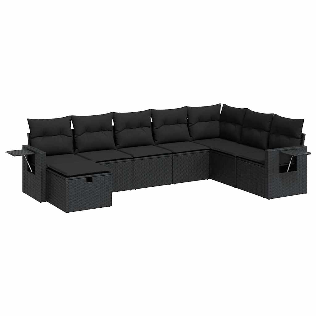 Set Divani da Giardino con Cuscini 8 pz Nero in Polyrattan | homemem39