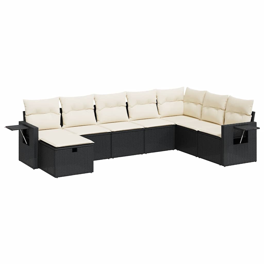 Set Divani da Giardino con Cuscini 8 pz Nero in Polyrattan - homemem39