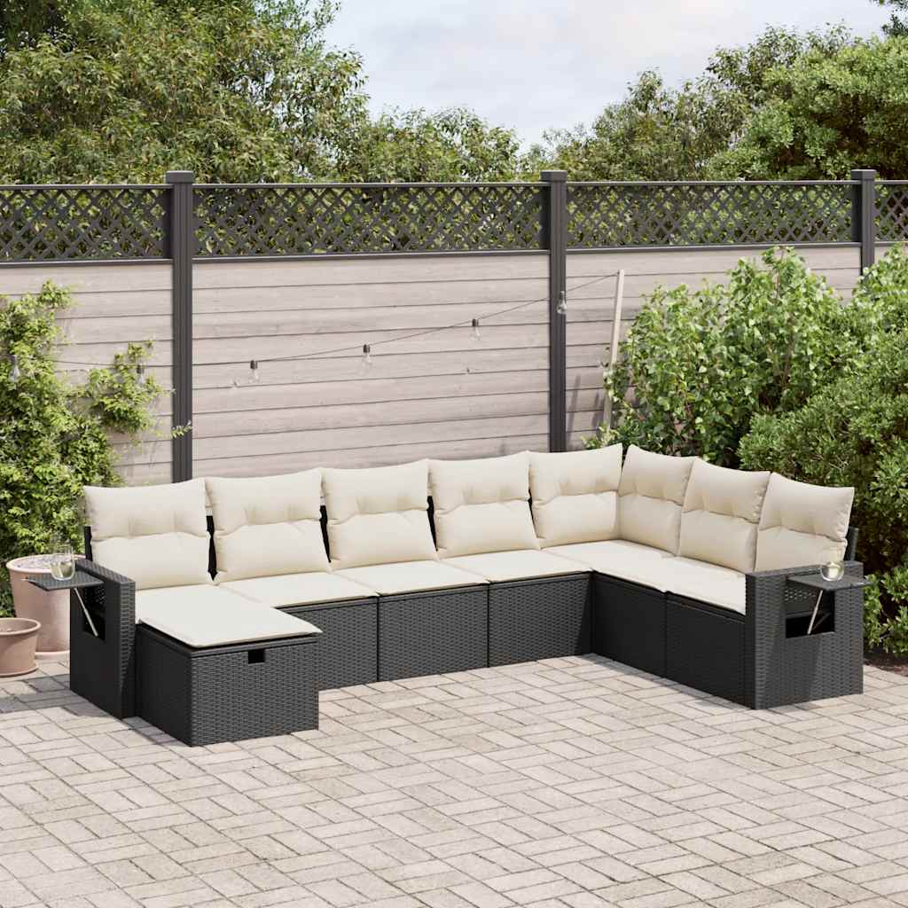 Set Divani da Giardino con Cuscini 8 pz Nero in Polyrattan - homemem39