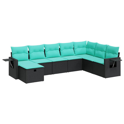 Set Divani da Giardino con Cuscini 8 pz Nero in Polyrattan | homemem39