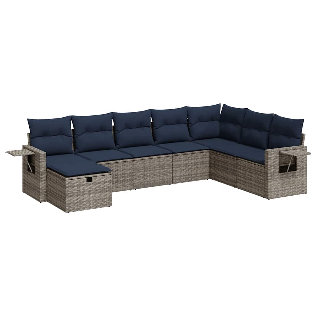 Set Divano da Giardino 8 pz con Cuscini Grigio in Polyrattan | homemem39