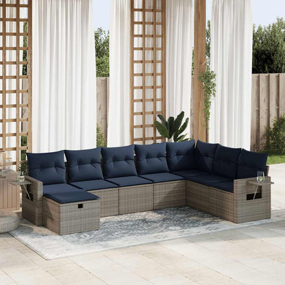 Set Divano da Giardino 8 pz con Cuscini Grigio in Polyrattan | homemem39