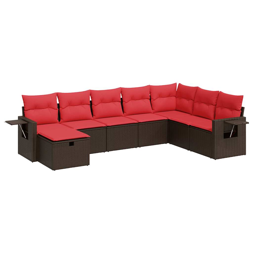 Set Divani da Giardino 8 pz con Cuscini Marrone in Polyrattan | homemem39