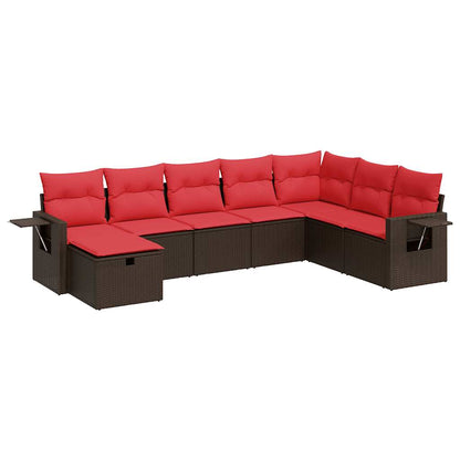 Set Divani da Giardino 8 pz con Cuscini Marrone in Polyrattan | homemem39