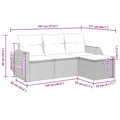 Set Divani da Giardino 4 pz con Cuscini Nero in Polyrattan | homemem39