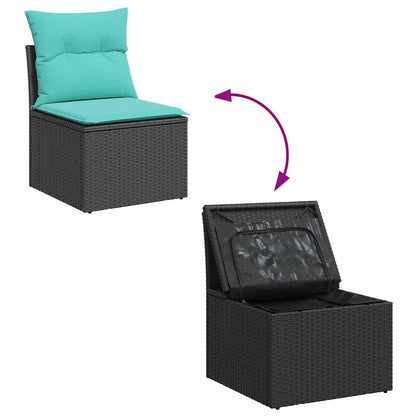 Set Divani da Giardino 4 pz con Cuscini Nero in Polyrattan